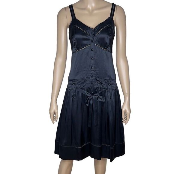 NWT Tufi Duek Silk Black Dress sz 8 - Picture 1 of 15